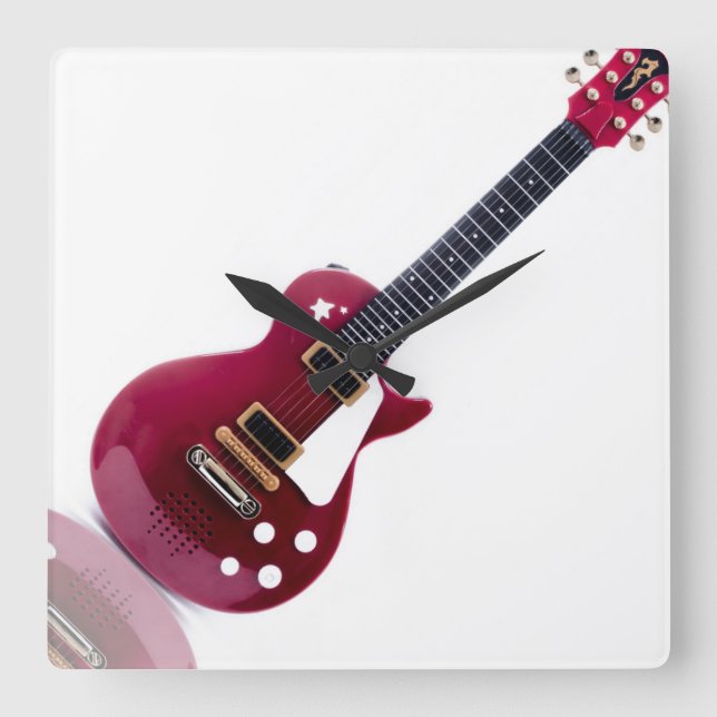 Music Notes Strings Guitar Peace Love Destiny Art Square Wall Clock (Front)