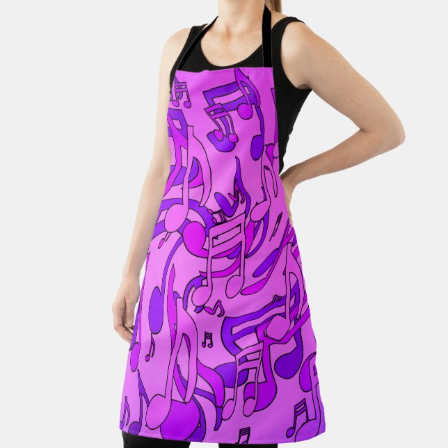Music Notes Swirling Purple Artsy Fun Apron (Insitu)