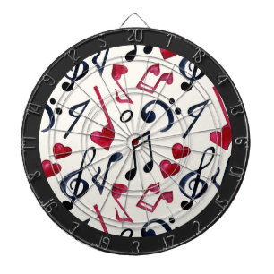 Music Notes & Symbols Black & White Dartboard