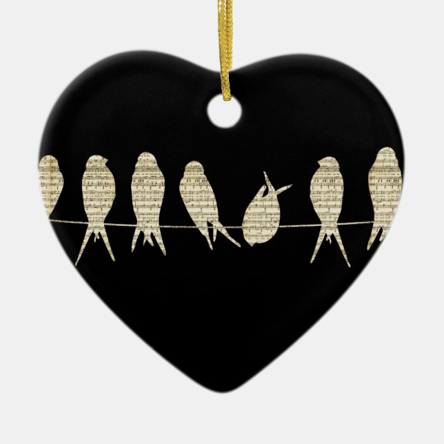 Music Notes Teacher Office Animal Bird Destiny Ceramic Tree Decoration (Front)