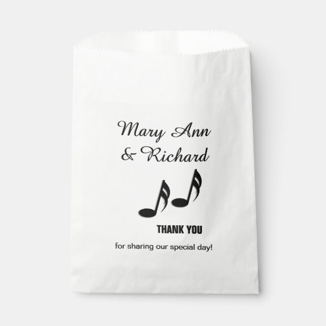 Music Notes Thank You Favour Bags (Front)