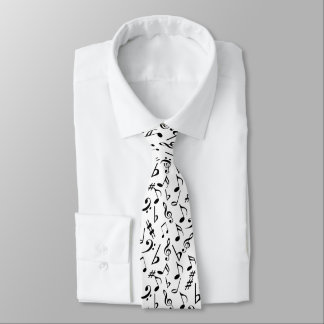 Music Notes Tie - White and Black by Heard_