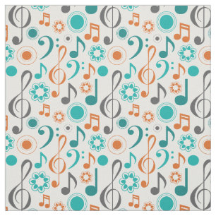 Music Notes Treble Bass Clef Band Orchestra Fabric