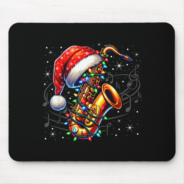 Music Notes Treble Clef Christmas Saxophone Jazz M Mouse Mat (Front)