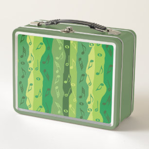 Music Notes Vertical Stripes Metal Lunch Box