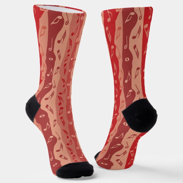 Music Notes Vertical Stripes Socks (Angled)