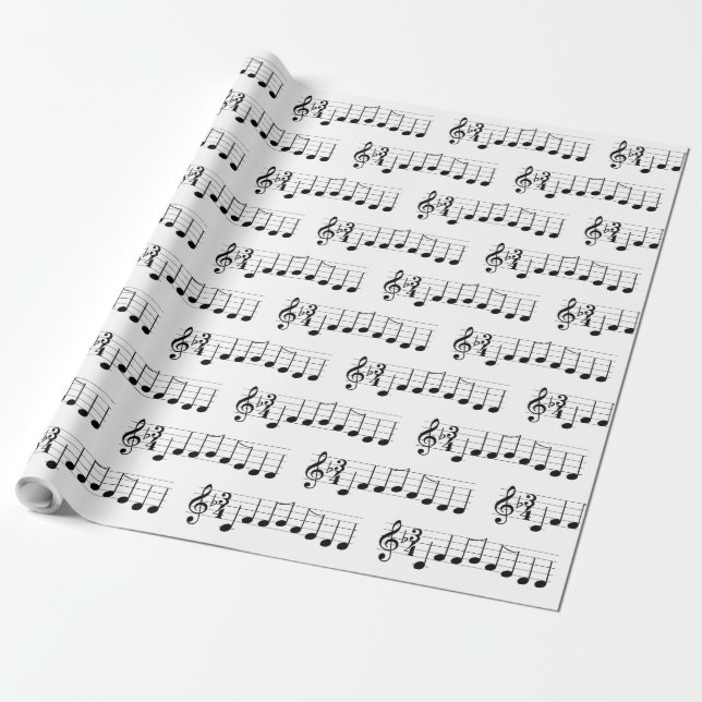 Music Notes We Wish You a Merry Christmas Chords Wrapping Paper (Unrolled)