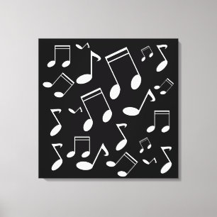 Music notes white canvas print