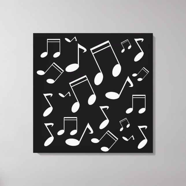 Music notes white canvas print (Front)