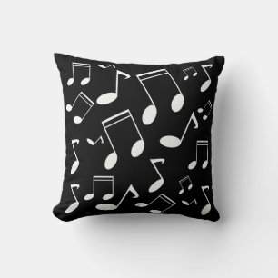 Music notes white cushion