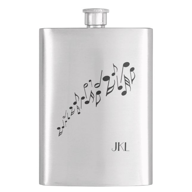 Music Notes with Monogram Hip Flask (Front)