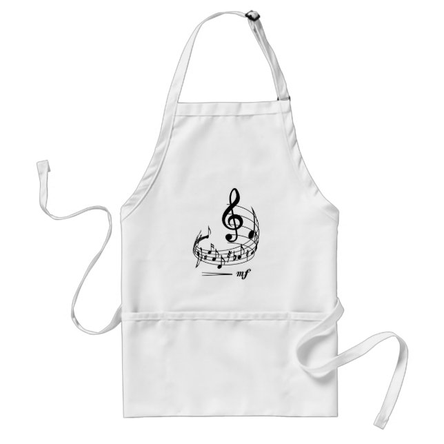 Music notes with treble clef on staff standard apron (Front)