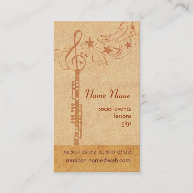 Music Oboe Band - Concert Wind Musical Instrument Business Card (Front)