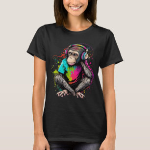 Music Obsessed Monkey Cute Listening Cartoon Tee