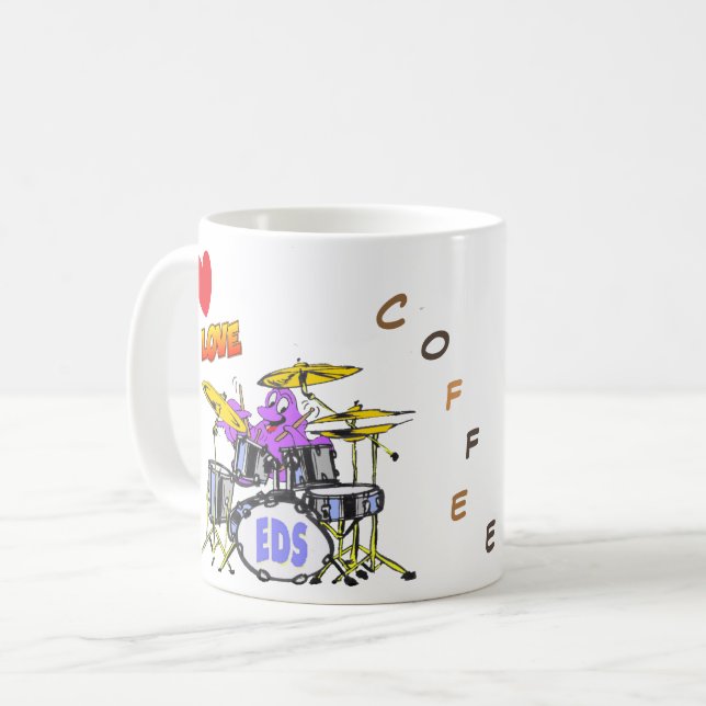 Music Octopus Cartoon Coffee Lover Coffee Mug (Front Left)