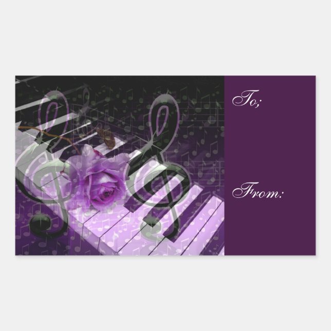Music Of Love,Purle_ Rectangular Sticker (Front)