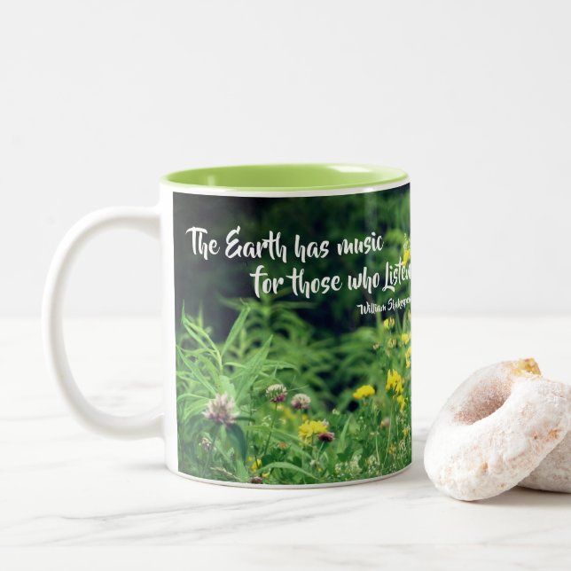 Music Of Nature Inspirational Quote  Two-Tone Coffee Mug (With Donut)