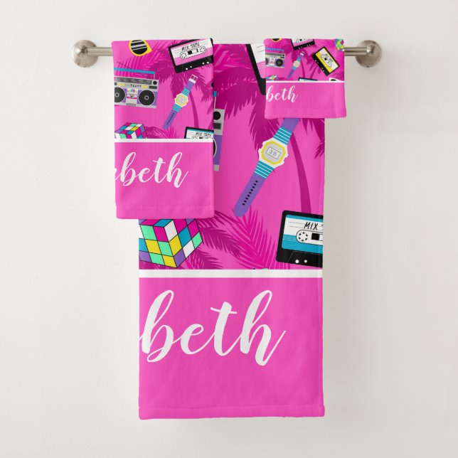 Music of the 80s bath towel set (Insitu)