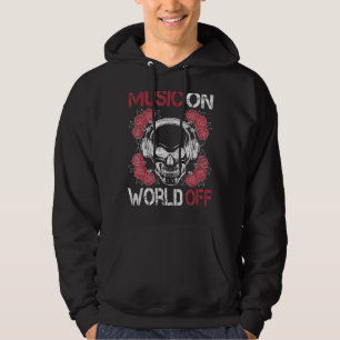 Music On World Off Awesome Skeleton Music Graphi Hoodie