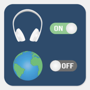 Music On World Off Square Sticker