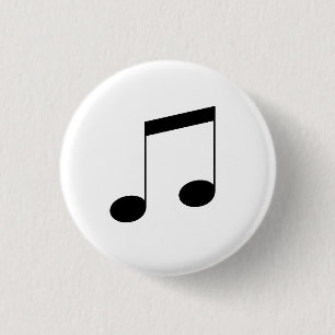 Music One Black Beam Note, 3 Cm Round Badge