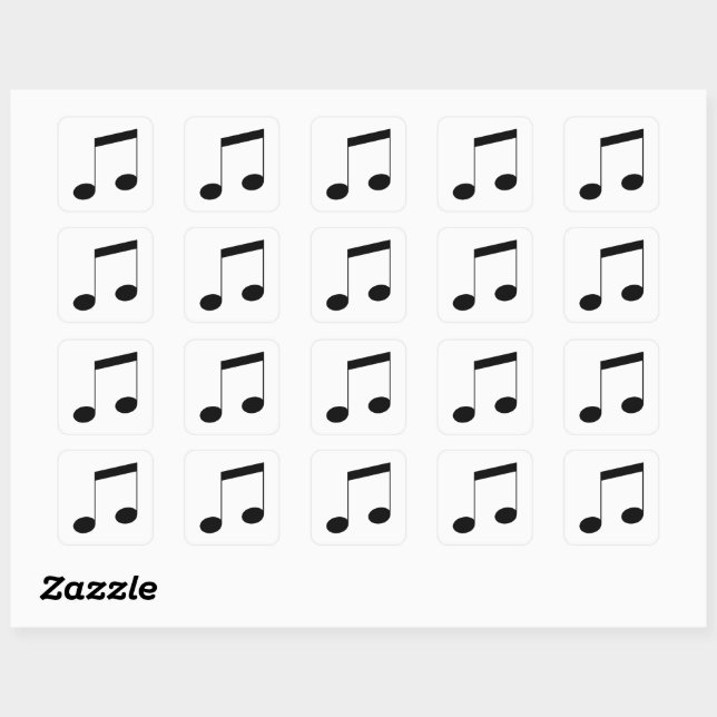 Music One Black Beam Note, Square Sticker (Sheet)