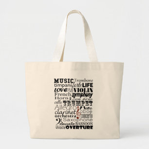 Music Orchestra Large Tote Bag