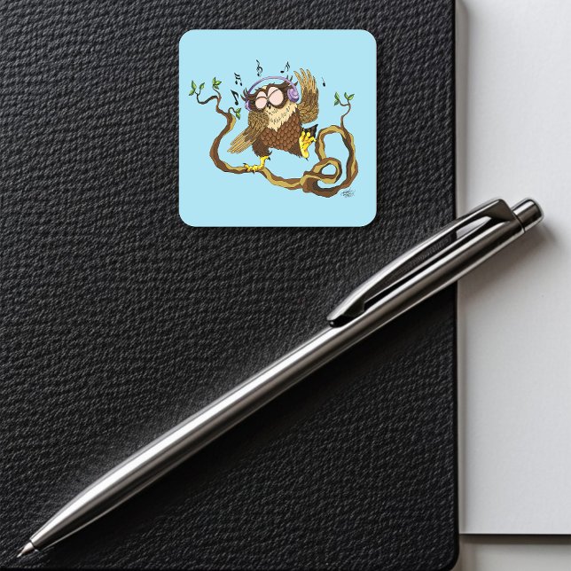 Music Owl Square Sticker (Creator Uploaded)