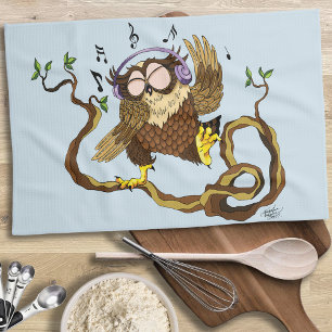 Music Owl Tea Towel