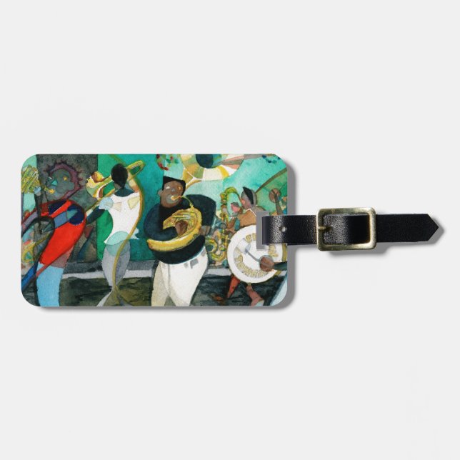 Music Painting "New Orleans Jazz" Luggage Tag (Front Horizontal)