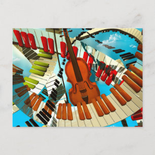 Music paintings Piano, electric guitar, jazz songs Postcard