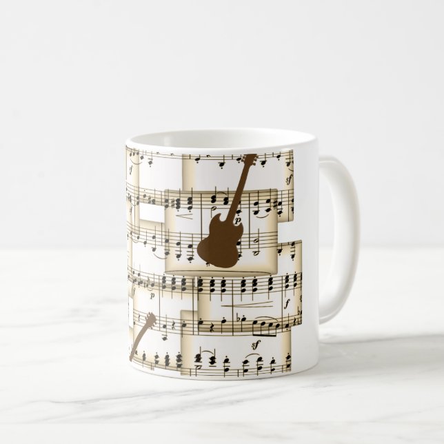 music paper guitars background coffee mug (Front Right)
