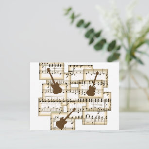 music paper guitars background postcard