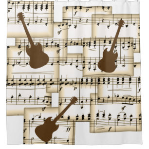 music paper guitars background shower curtain