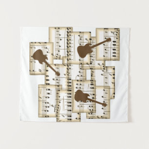 music paper guitars background tapestry