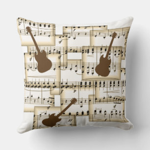 music paper guitars background throw pillow