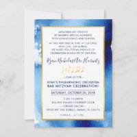 MUSIC PARTY CELEBRATION gold smart blue watercolor