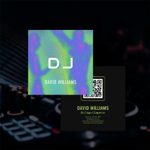 Music Party DJs Singer Songwriter QR Code Square Business Card