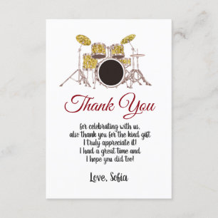 music party, drum set adult, thank you card