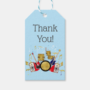 music party guitar drum set musical gift tags