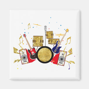 music party guitar drum set musical magnet