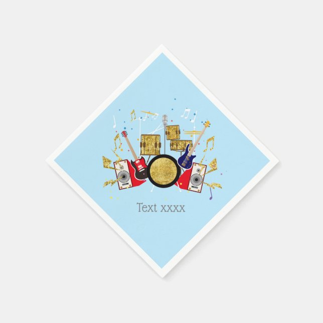 music party guitar drum set musical napkin (Corner)