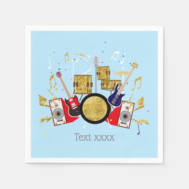 music party guitar drum set musical napkin (Front)