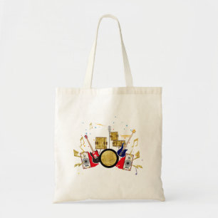 music party guitar drum set musical tote bag