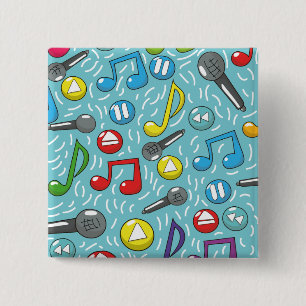 Music pattern 15 cm square badge