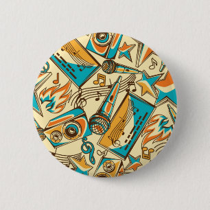 Music pattern 6 cm round badge