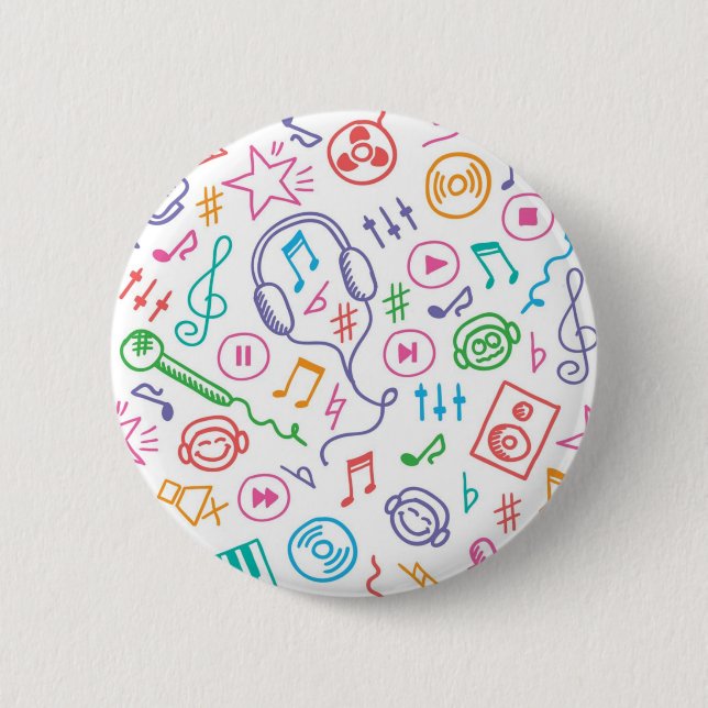 Music pattern 6 cm round badge (Front)