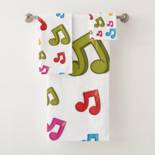 Music pattern bath towel set