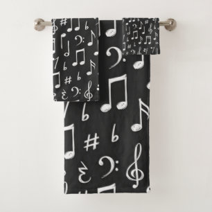 Music pattern bath towel set