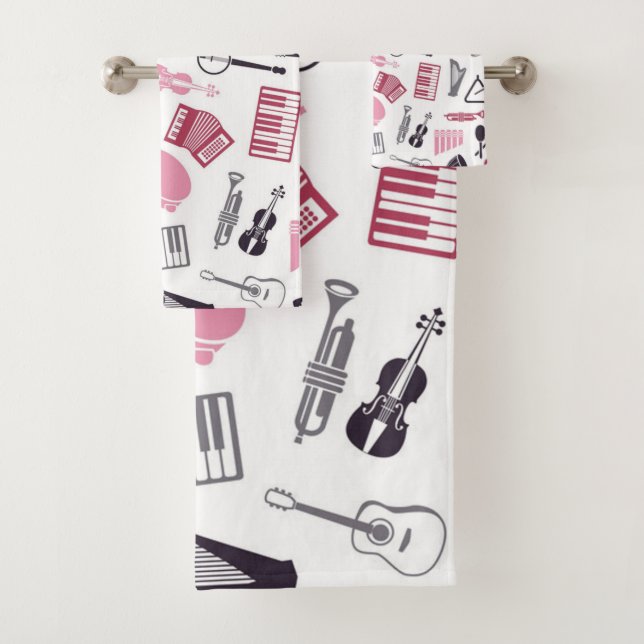 Music pattern bath towel set (Insitu)